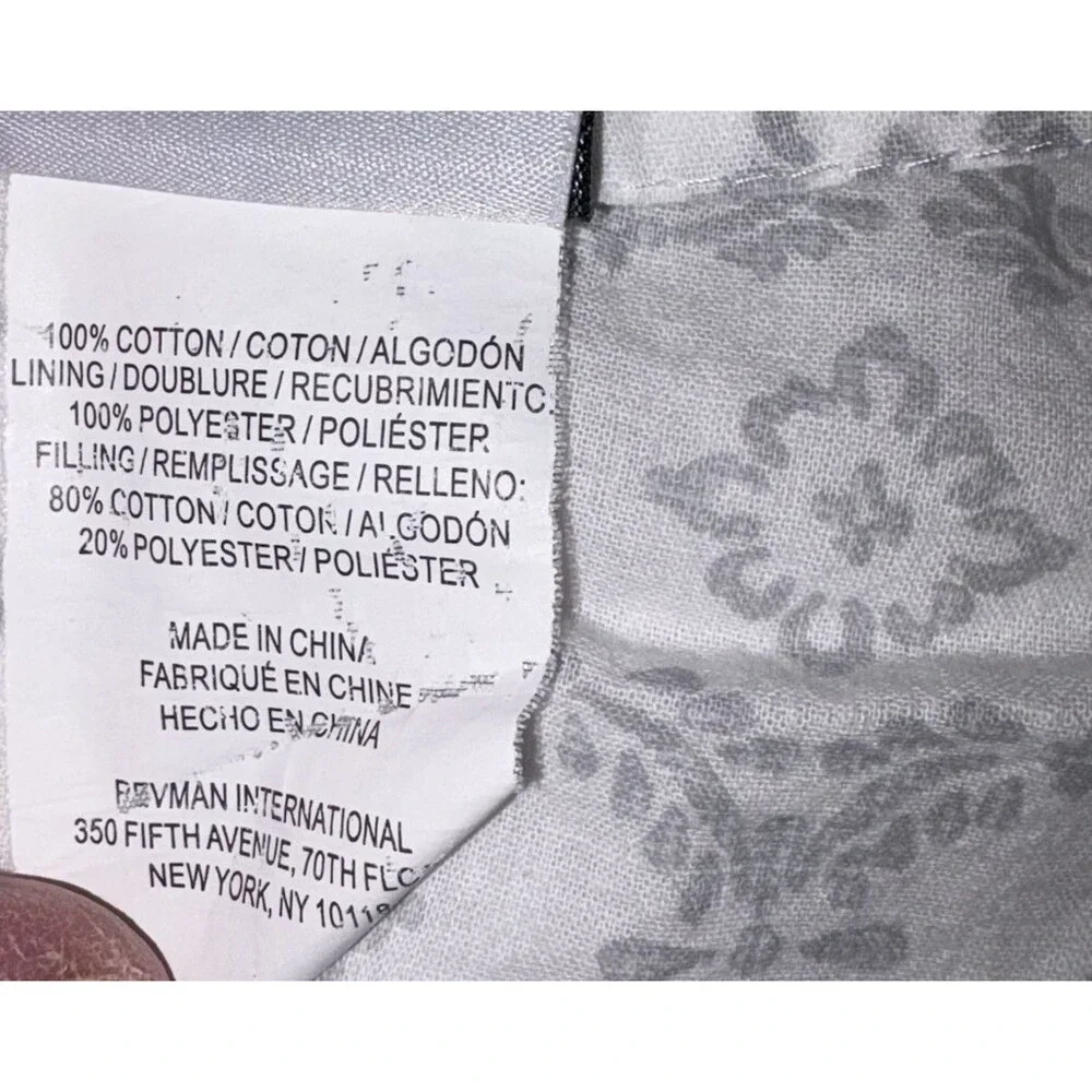 Laura Ashley Standard Gray Floral Pillow Sham Quilted Cotton Envelope Back Close